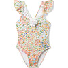 Recycled Floral Ruffle Rosette Swimsuit, Multi - One Pieces - 1 - thumbnail