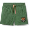 Recycled Seersucker Tiger Swim Trunk, Green - Swim Trunks - 1 - thumbnail