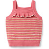 Striped Ruffle Sweater Top, Pink - Tank Tops - 1 - thumbnail