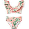 Recycled Floral Ruffle 2-Piece Swimsuit, Pink - Two Pieces - 1 - thumbnail