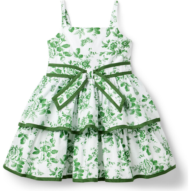 The Floral Toile Tiered Dress, Green