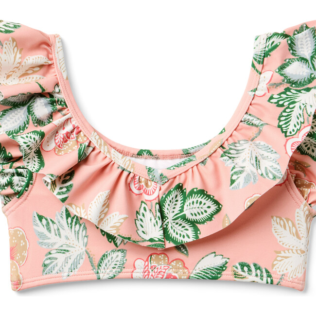 Recycled Floral Ruffle 2-Piece Swimsuit, Pink