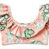 Recycled Floral Ruffle 2-Piece Swimsuit, Pink - Two Pieces - 2 - thumbnail