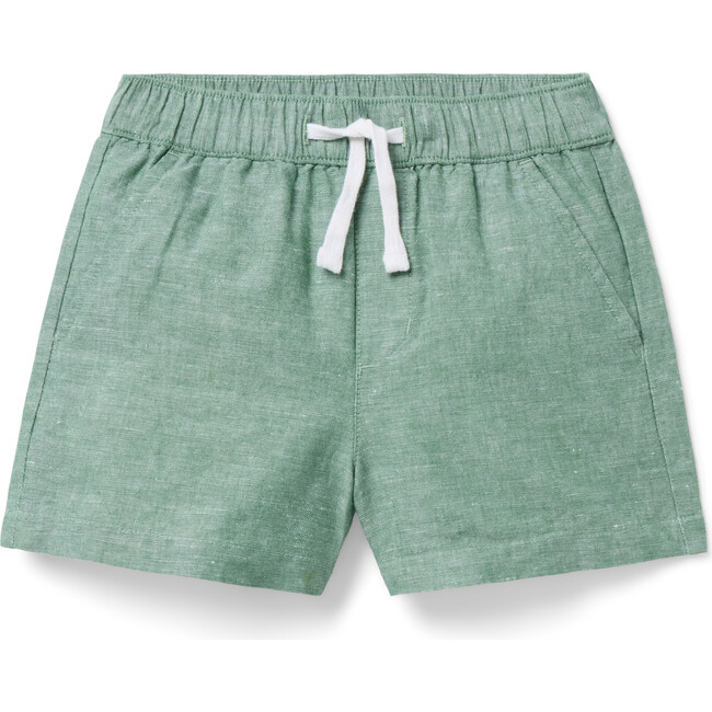 Linen-Cotton Pull-On Shortest Short, Green