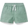 Linen-Cotton Pull-On Shortest Short, Green - Shorts - 1 - thumbnail