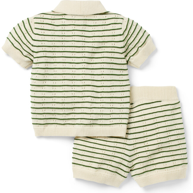 The Striped Matching Baby Set, Green - Mixed Apparel Set - 3