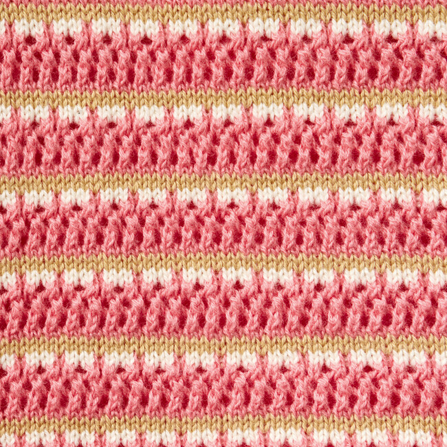 Striped Ruffle Sweater Short, Pink