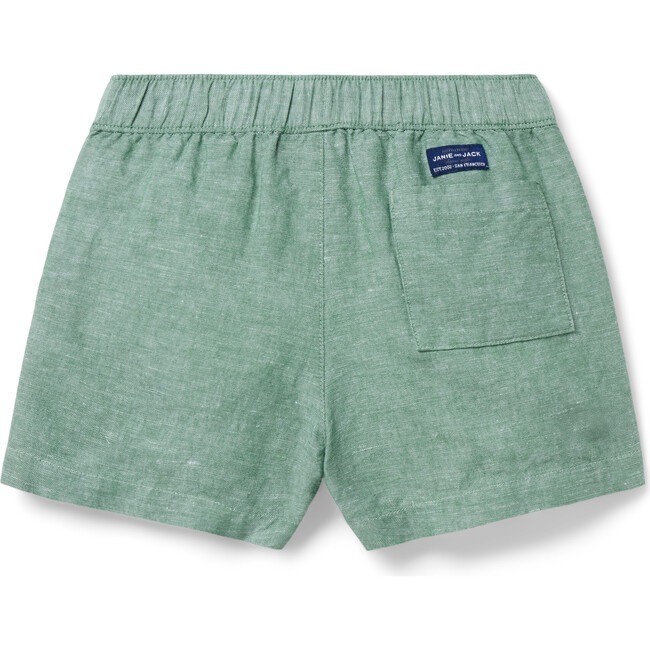 Linen-Cotton Pull-On Shortest Short, Green