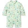 Baby Recycled Cheetah Rash Guard Swimsuit, Green - One Pieces - 1 - thumbnail