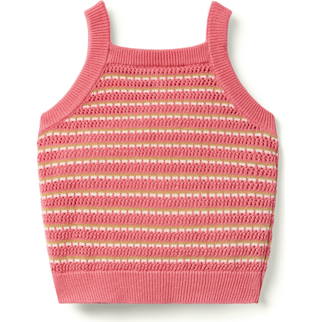 Striped Ruffle Sweater Top, Pink - Tank Tops - 3