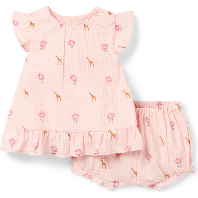 Baby Giraffe Floral Matching Set, Pink