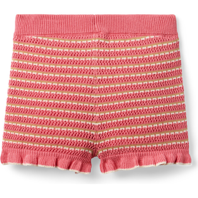Striped Ruffle Sweater Short, Pink - Shorts - 3