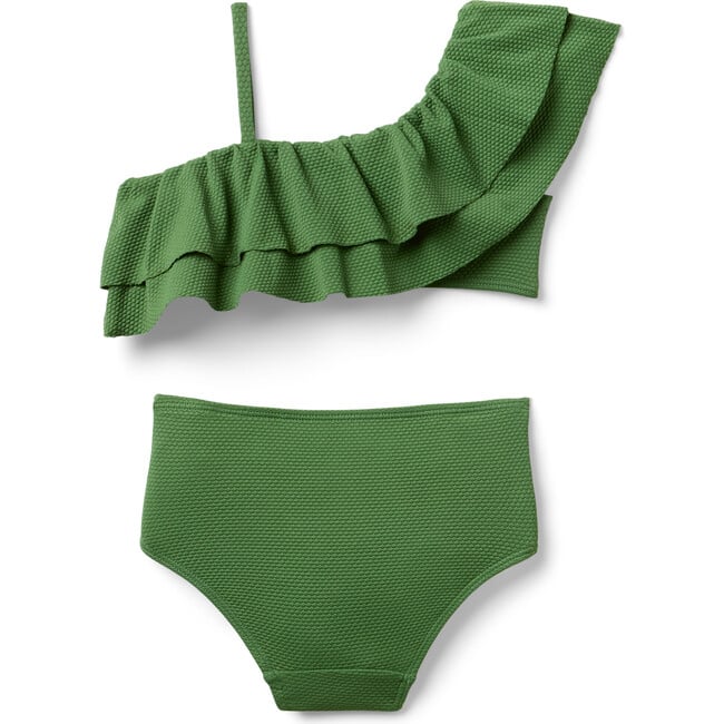 Recycled Ruffle Shoulder 2-Piece Swimsuit, Green - Two Pieces - 3