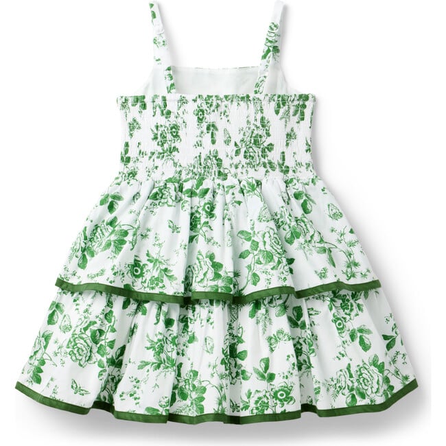 The Floral Toile Tiered Dress, Green - Dresses - 3