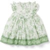 Baby Floral Toile Ruffle Dress, Green - Dresses - 1 - thumbnail