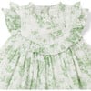 Baby Floral Toile Ruffle Dress, Green - Dresses - 2 - thumbnail