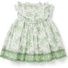 Baby Floral Toile Ruffle Dress, Green - Dresses - 3 - thumbnail