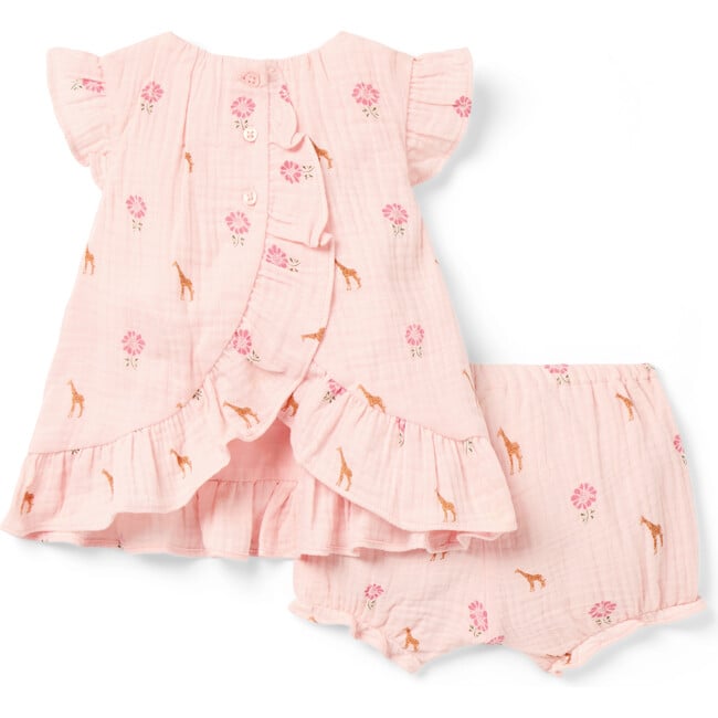 Baby Giraffe Floral Matching Set, Pink - Mixed Apparel Set - 3