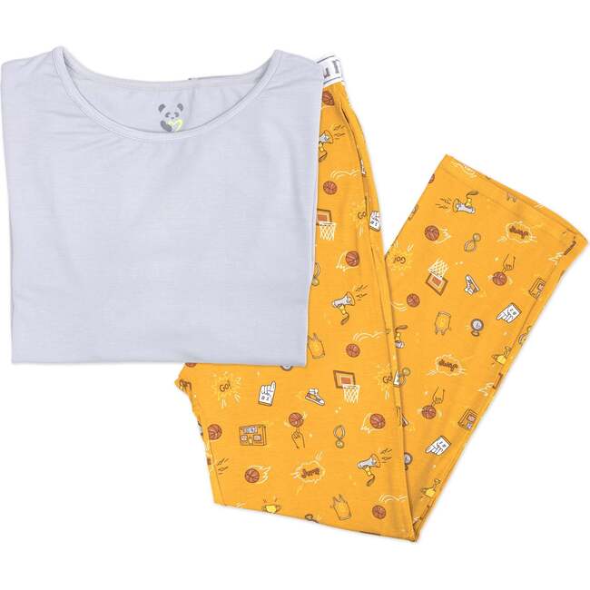 Basketball Bamboo Men's Pajama Set, Orange