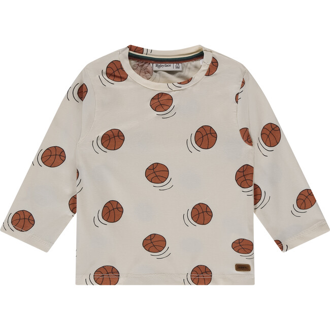 Allover Basketball Long Sleeve, Creme