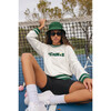 Women's Tennis Crew Neck Ribbed Cuff Sweatshirt, Cream - Sweaters - 2 - thumbnail