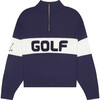 Women's Color-Block Golf Quarter-Zip Sweater, Navy - Sweaters - 1 - thumbnail