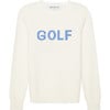 Women's Golf Ribbed Neck Long Sleeve Sweater, White & Blue - Sweaters - 1 - thumbnail