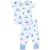 Short Sleeve Loungewear Set, Vintage Golf Carts Blue - Mixed Apparel Set - 1 - thumbnail