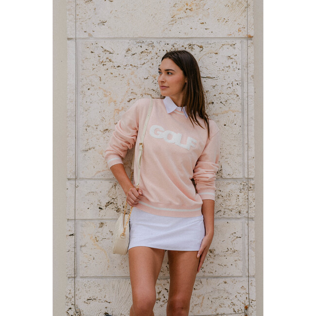 Women's Golf Full Sleeve Ribbed Trim Sweatshirt, Pink