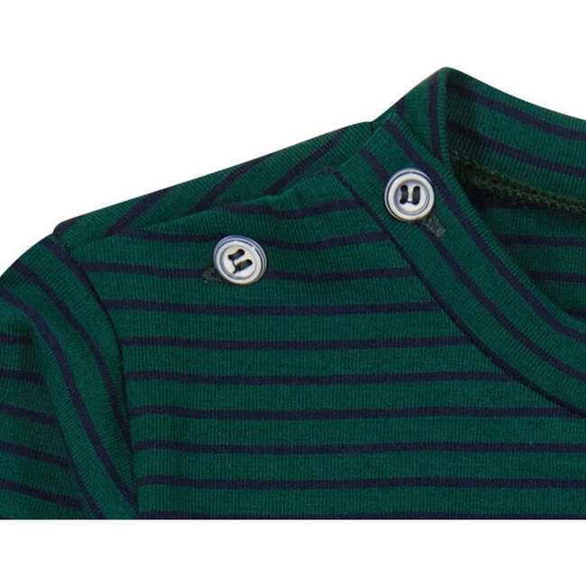 Henry Boys Striped Button Shoulder Long Sleeve Tee, Forest Navy