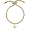 Gold Lurex Bracelet Cord with Mini White Enamel Flower Charm - Bracelets - 1 - thumbnail