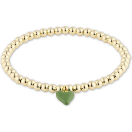 Bead Bracelet with Mini Green Enamel Heart