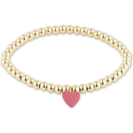 Bead Bracelet with Mini Pink Enamel Heart