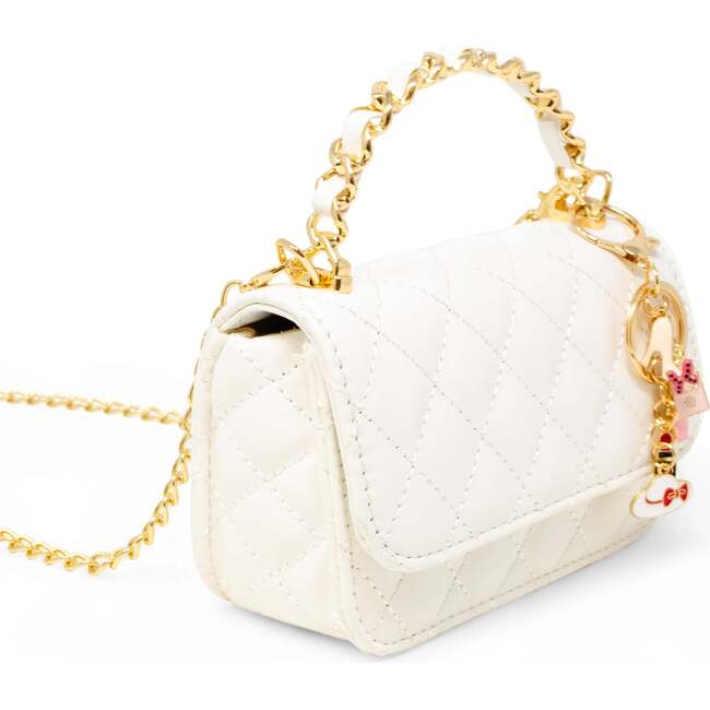 Girl's Classic Link Chain Top Handle Handbag, White - Bags - 3