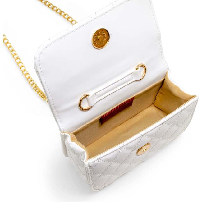 Girl's Classic Link Chain Top Handle Handbag, White - Bags - 4