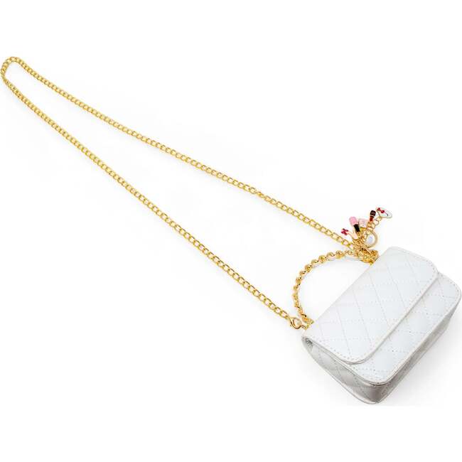 Girl's Classic Link Chain Top Handle Handbag, White - Bags - 5