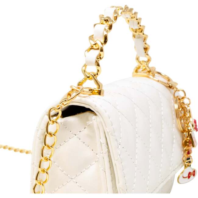 Girl's Classic Link Chain Top Handle Handbag, White - Bags - 7