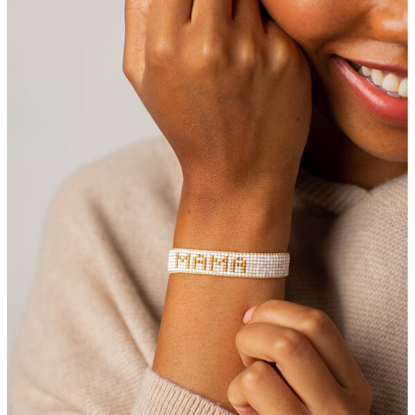 Small White and Gold MAMA Bracelet