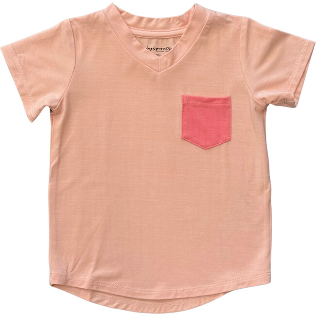 V-Neck Pocket Tee Peachy Blush
