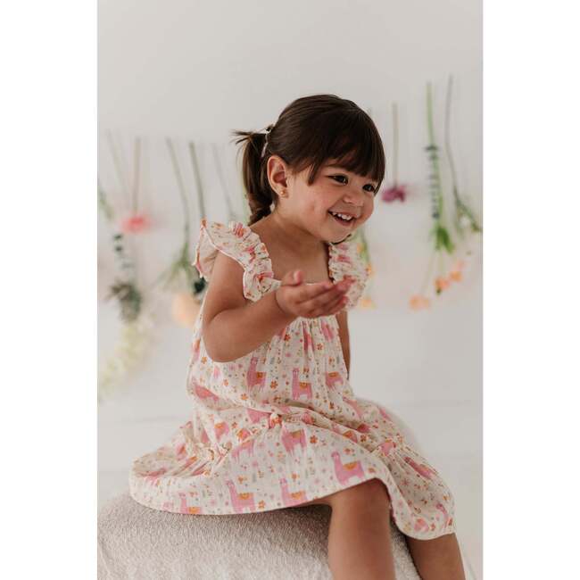 Girl's Drop-Waist Peplum Dress Llamas - Dresses - 5