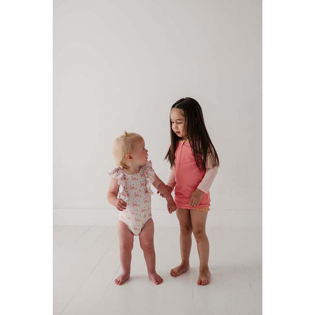 Girl's Zip Rash Guard Swimsuit Strawberry Ice Colorblock - One Pieces - 8