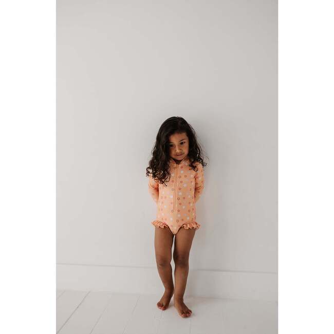 Girl's One-Piece Ruffle Rash Guard Swimsuit Cherries