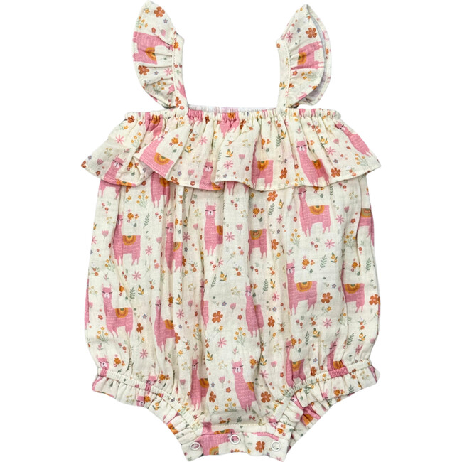 Baby Girl Gauze Bubble Romper Llamas