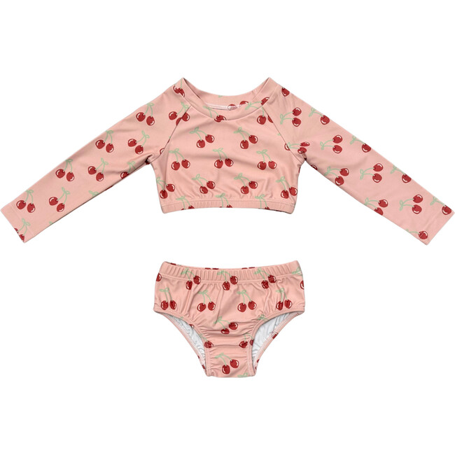 Girl's Crop Two-Piece Swimsuit Cherries