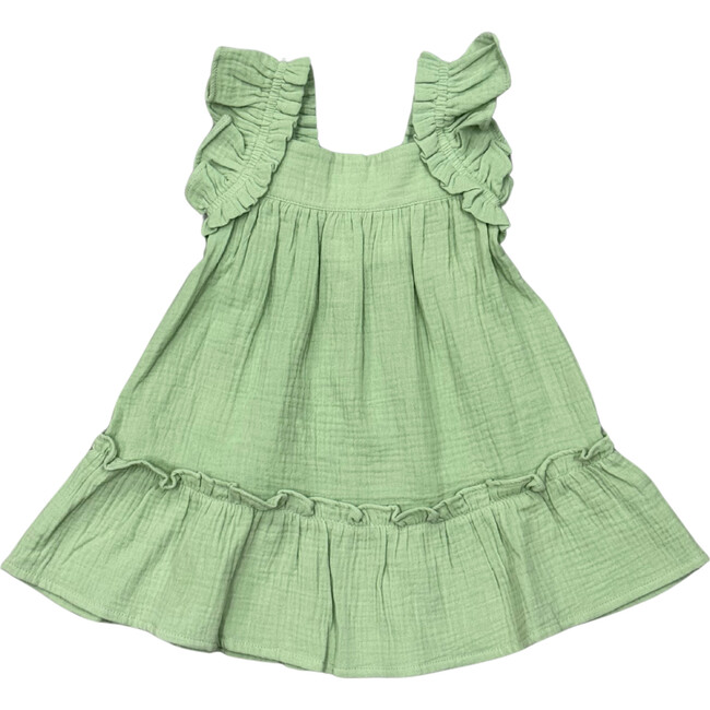 Girl's Drop-Waist Peplum Dress Summer Green