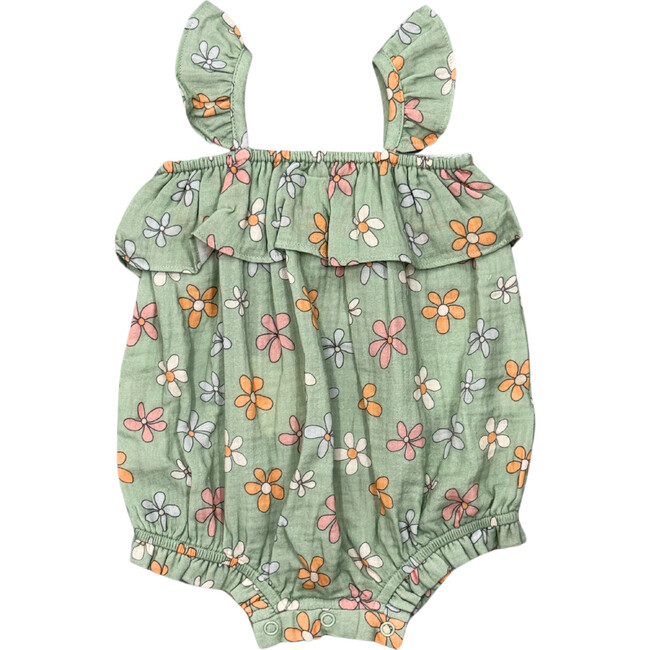 Baby Girl Gauze Bubble Romper Sketched Daisy