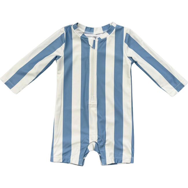 Baby One-Piece Rash Guard Swimsuit Spring Blue Stripe