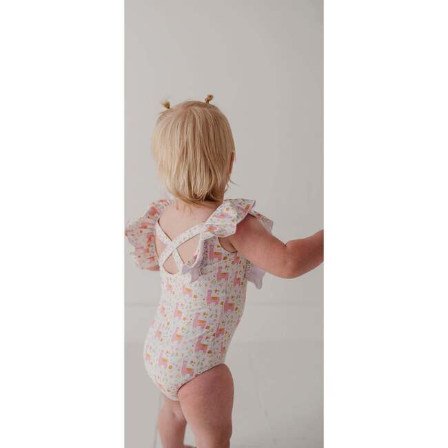 Baby Girl Ruffle Sleeve Cross Back Swimsuit Sketched Daisy - One Pieces - 5