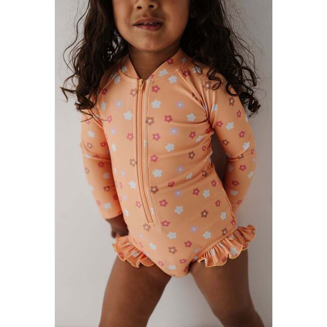 Girl's One-Piece Ruffle Rash Guard Swimsuit Desert Mist Blooms - One Pieces - 4