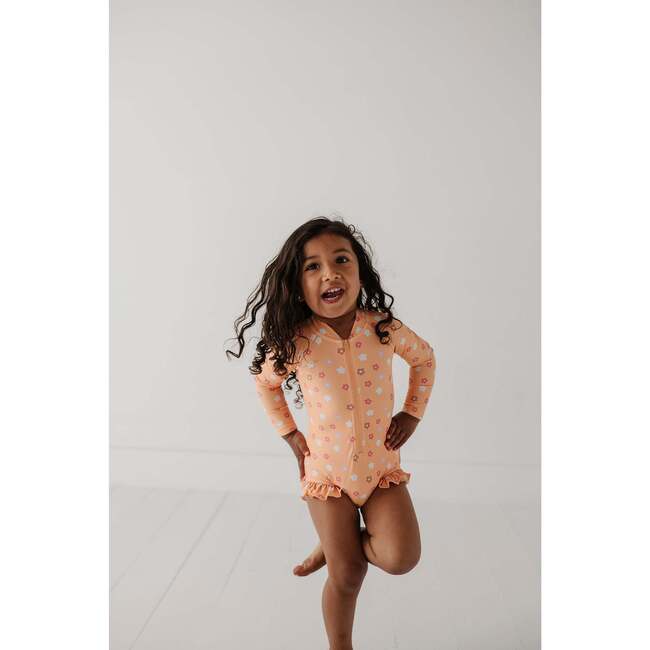Girl's One-Piece Ruffle Rash Guard Swimsuit Desert Mist Blooms - One Pieces - 6